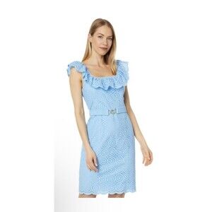 Lilly Pulitzer Ryann Belted Eyelet S Dress Sz 4 Frenchie Blue NWOT MSRP $258